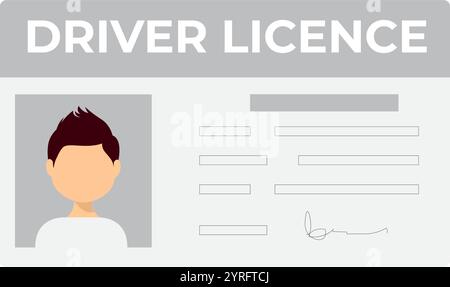 Man driver license plastic card template. Id card. Vector stock illustration. Stock Vector