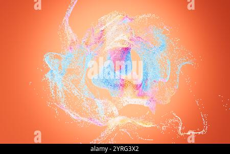 Abstract splashing particles, colorful particles, 3d rendering. 3d illustration. Stock Photo