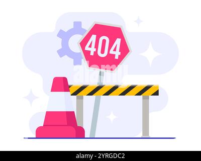 404 error page flat vector illustration, page not found, page doesn't exist landing page Stock Vector