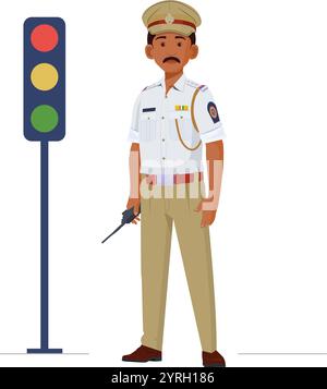 Traffic police officer, Indian police in uniform Stock Vector