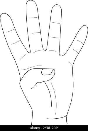 Human hand sign. Hand drawn in thin line style Stock Vector