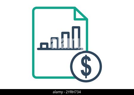 Cost icon. line icon style. document with dollar and chart. icon related to procurement. procurement management elements vector illustration Stock Vector