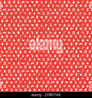 seamless christmas background colored red consists of typical christmas icons like santa claus, candle, snowfalke, tree, gingerbread man, stars Stock Vector