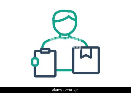 Supplier icon. line icon style. people with list and products. icon related to procurement. procurement management elements vector illustration Stock Vector