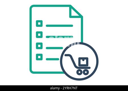 Purchase order icon. line icon style. documents with shopping cart. icon related to procurement. procurement management elements vector illustration Stock Vector