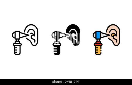 otoscope icon. different style. which represents a tool for checking ear health. This vector icon perfect for designs, user interfaces, and other Stock Vector