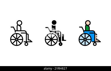 wheelchair icon. vector icon with outline, glyph, and filled outline style. This vector icon ideal for healthcare theme Stock Vector