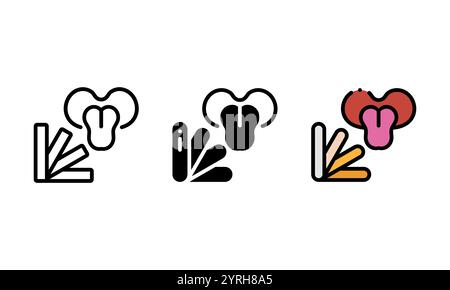 spatel or tongue spatula icon. vector icon with outline, glyph, and filled outline style. represented by a wooden spoon and tongue. healthcare concept Stock Vector