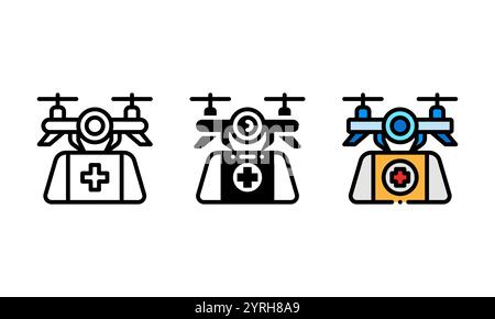 medical drone Icon. vector icon with different style. represented by a drone carrying a first aid kit. perfect for healthcare theme Stock Vector