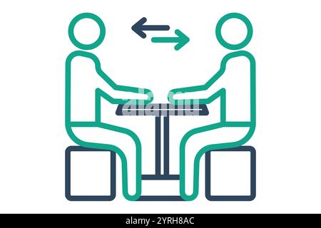 Negotiation icon. line icon style. people around table. icon related to procurement. procurement management elements vector illustration Stock Vector