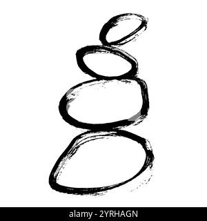 Zen Stones Ink Brush Grunge Pattern. Stock Vector