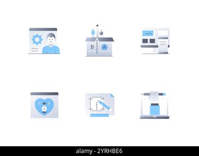 Technical and creative approach - flat design style icons set Stock Vector