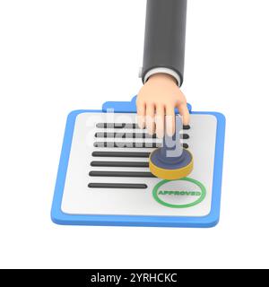 Stamp Patent. Symbol of copyright. Application for exclusivity. A person holds stamping in hand. Clipboard with a stamp of the patent.3D rendering on Stock Photo
