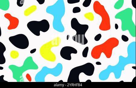 A lively abstract illustration featuring a seamless pattern of colorful organic shapes on a white background The dynamic design showcases vibrant hues Stock Photo
