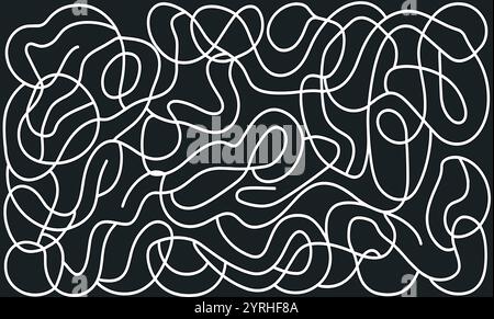 A captivating abstract line art illustration featuring intertwined fluid white lines on a dark background The seamless flow forms a mesmerizing and in Stock Photo