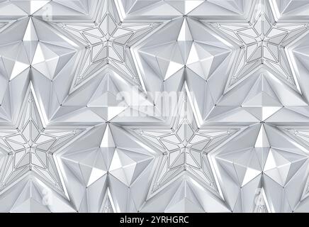 A seamless 3D geometric pattern featuring interlocking stars, creating a sophisticated and modern design This intricate illustration is ideal for wall Stock Photo