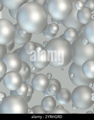 A collection of reflective metallic spheres arranged in an abstract, seamless 3D geometric pattern Perfect for modern wallpaper designs and contempora Stock Photo