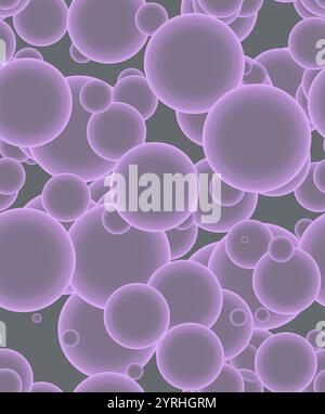This image showcases a mesmerizing 3D pattern of purple spheres in varying sizes The geometric arrangement creates a dynamic, modern look, perfect for Stock Photo
