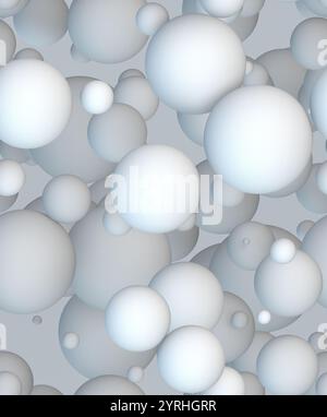 This image showcases a dynamic 3D arrangement of spherical shapes creating a modern abstract pattern Ideal for wallpaper design, it highlights depth, Stock Photo