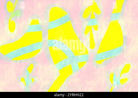 Abstract illustration featuring bold yellow and soft pink hues with hints of teal Fluid shapes create a dynamic, energetic composition with a textured Stock Photo