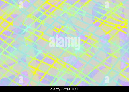 A vivid abstract pattern featuring intersecting lines in yellow, green, and purple hues The dynamic geometric design adds a lively and modern touch, i Stock Photo
