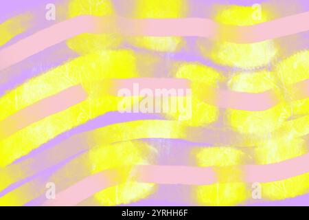 This abstract background features flowing pastel waves in pink and yellow against a soft purple backdrop The harmonious blend of colors creates a vibr Stock Photo