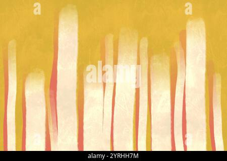 An abstract illustration featuring vertical lines in warm yellow, orange, and cream tones, creating a calming and artistic background Ideal for creati Stock Photo