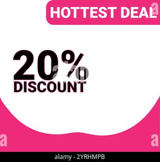 Hottest deal 20 percent discount template with magenta color for product promotion Stock Vector