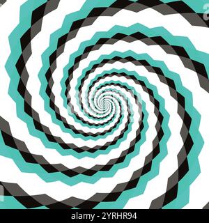 Spiral joyful hypnotic swirl background, optical illusion of movement, vector illustration opt art style, colorful abstract geometric, multicolored ps Stock Vector