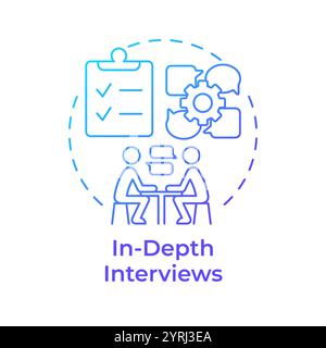 In-depth interviews blue gradient concept icon Stock Vector