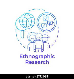 Ethnographic research blue gradient concept icon Stock Vector