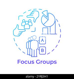 Focus groups blue gradient concept icon Stock Vector