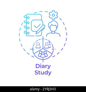 Diary study blue gradient concept icon Stock Vector