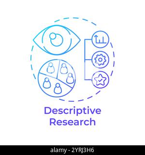 Descriptive research blue gradient concept icon Stock Vector