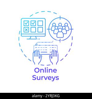 Online surveys blue gradient concept icon Stock Vector