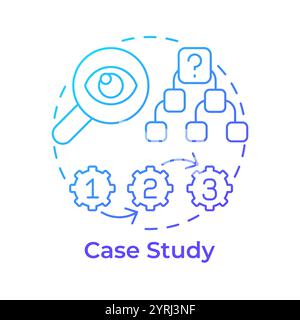 Case study blue gradient concept icon Stock Vector