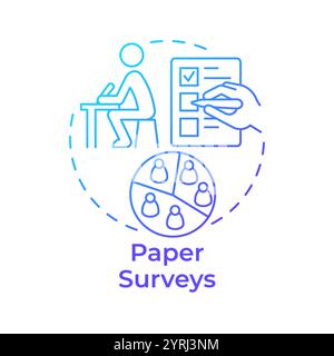 Paper surveys blue gradient concept icon Stock Vector