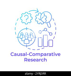 Causal-comparative research blue gradient concept icon Stock Vector