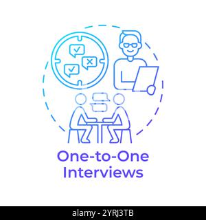 One-to-one interviews blue gradient concept icon Stock Vector