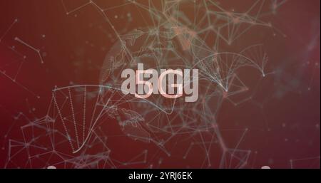 Image of shapes moving over 5g text and globe Stock Photo