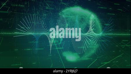 Image of shapes moving over data processing and globe Stock Photo