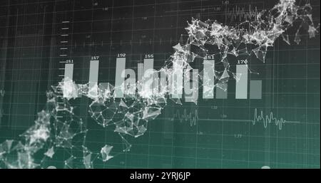 DNA strand and bar chart image over financial data background Stock Photo