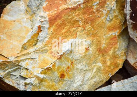 Amorphous rocks, yellow, white, brown color Stock Photo
