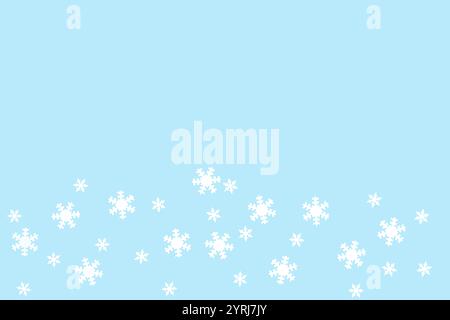Plain blue winter background with white snowflakes Stock Photo