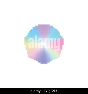 Pastel gradient pixel art circle. Pixelated gradient circle with soft pastel colors blending from the center Stock Vector