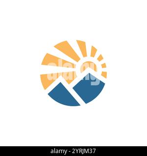 mountain and sun logo vector illustration Stock Vector
