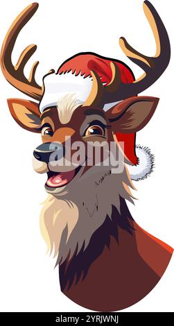 Vector cartoon reindeer portrait. Available EPS-10 vector format separated by groups and layers for easy edit. Stock Vector