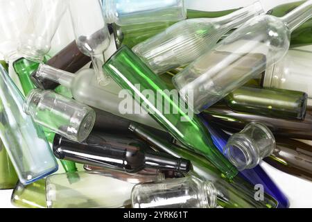 close up of a group of bottles isolated on white background Stock Photo
