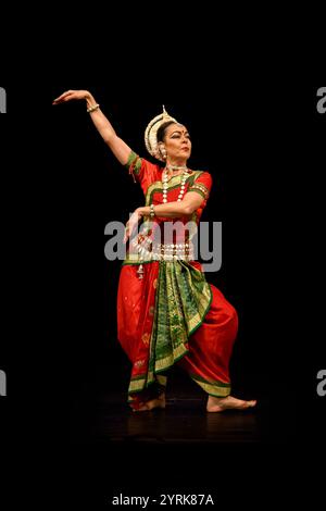 Moscow, Russia - November 17, 2018: A traditional Indian dancer performs a classical dance during Diwali celebrations. Stock Photo
