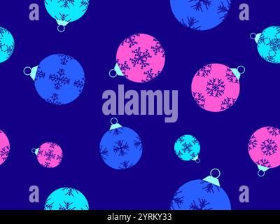 Christmas balls seamless pattern. Christmas Tree Balls is decorated with snowflakes patterns. Christmas Tree Balls. Xmas design for wrappers, covers, Stock Vector